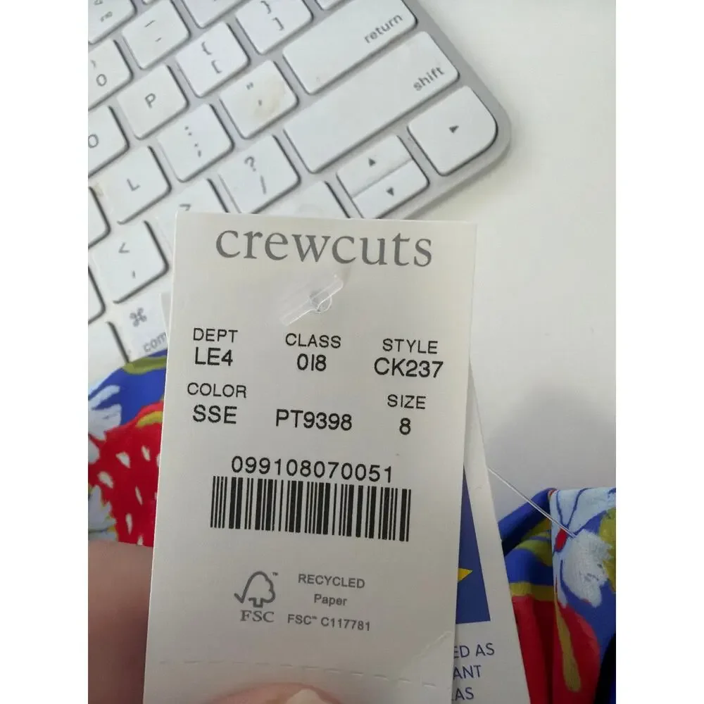 Crewcuts Girls' zip-up rash guard one-piece swimsuit Size 8 'Sunwashed Sea' New